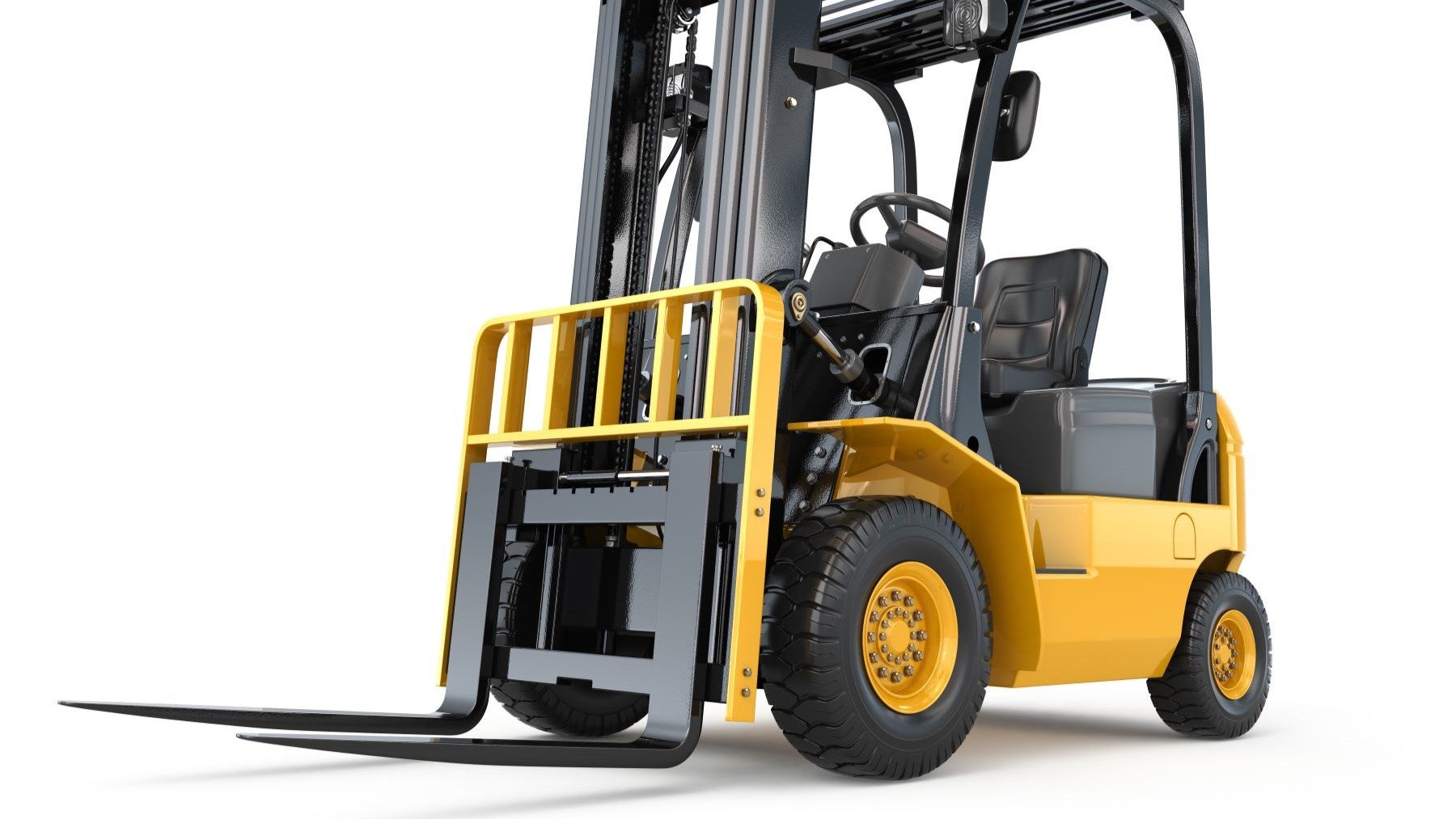 A yellow and black forklift